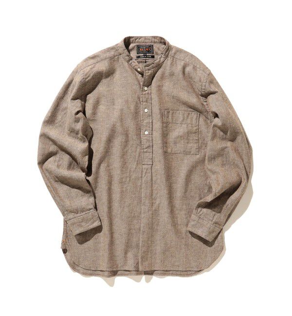 BEAMS PLUS「Band Collar Pullover Cotton Linen Herringbone」|シャツ・ブラウス|