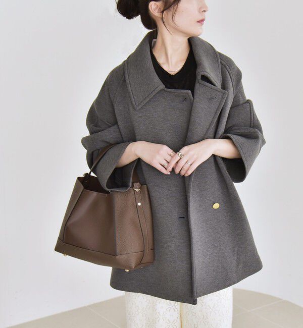 quaranciel「《一部追加予約》quaranciel:〈手洗い可能〉ダンボール ステンカラー ジャケット コート」|ステンカラーコート|