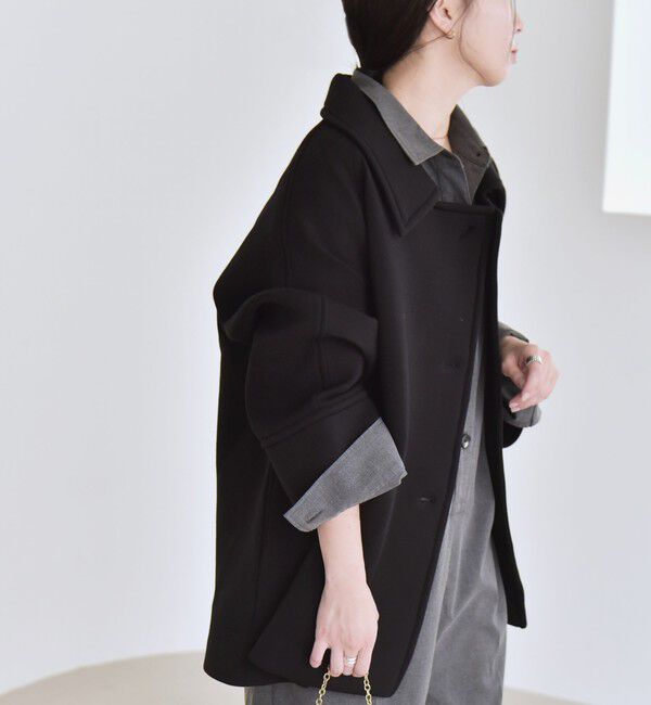 quaranciel「《一部追加予約》quaranciel:〈手洗い可能〉ダンボール ステンカラー ジャケット コート」|ステンカラーコート|