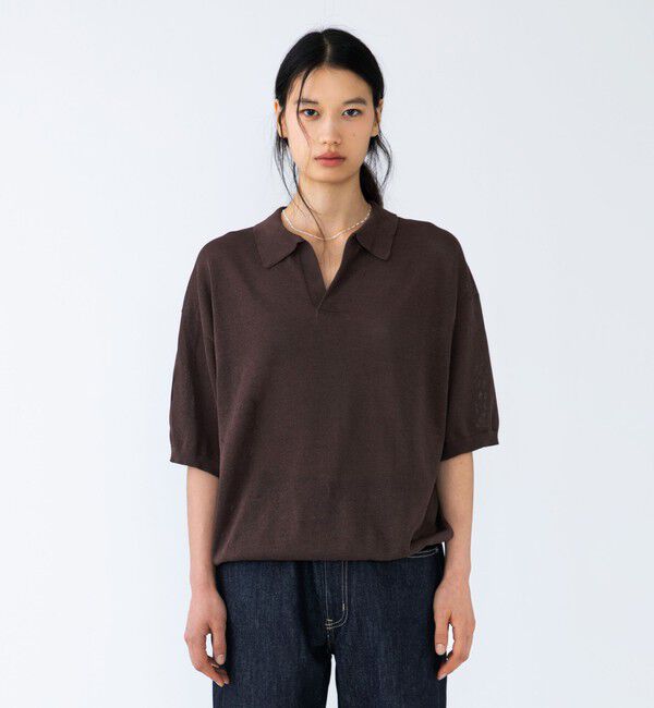 SHIPS「【City Ambient Products別注】crepuscule: WASHI SKIPPER ニットポロ」|ポロシャツ|ブラウン