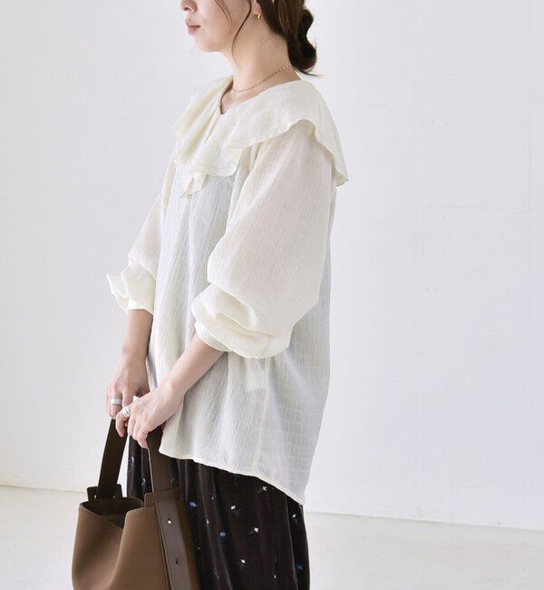 quaranciel「《予約》quaranciel:〈洗濯機可能〉ピコレース ラッフル フリル ボリューム ブラウス」|シャツ・ブラウス|