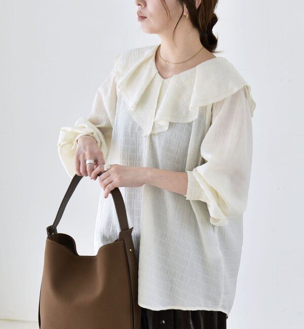 quaranciel「《予約》quaranciel:〈洗濯機可能〉ピコレース ラッフル フリル ボリューム ブラウス」|シャツ・ブラウス|