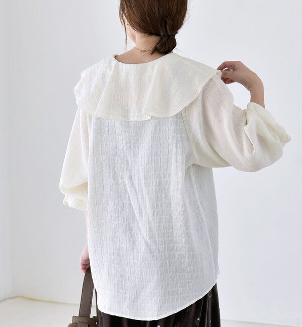 quaranciel「《予約》quaranciel:〈洗濯機可能〉ピコレース ラッフル フリル ボリューム ブラウス」|シャツ・ブラウス|