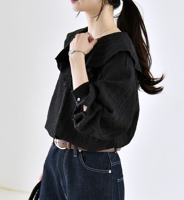 quaranciel「《予約》quaranciel:〈洗濯機可能〉ピコレース ラッフル フリル ボリューム ブラウス」|シャツ・ブラウス|