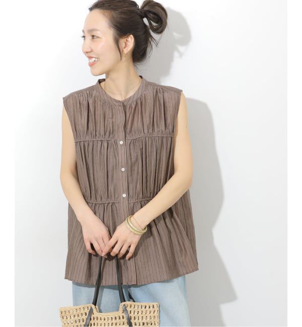 JOURNAL STANDARD relume「ストライプギャザーブラウス」|シャツ・ブラウス|グレーA