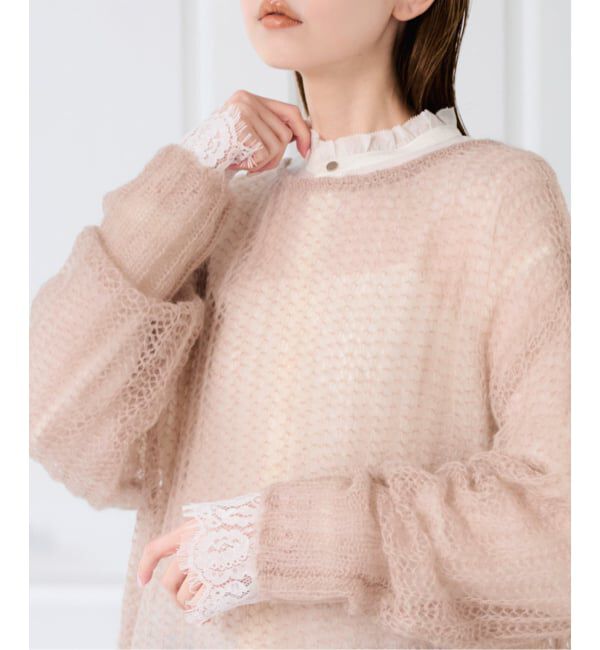 U by SPICK&SPAN「《予約》レーストリムスタンドフリルシャツ」|シャツ・ブラウス|