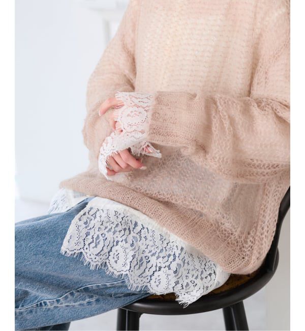 U by SPICK&SPAN「《予約》レーストリムスタンドフリルシャツ」|シャツ・ブラウス|