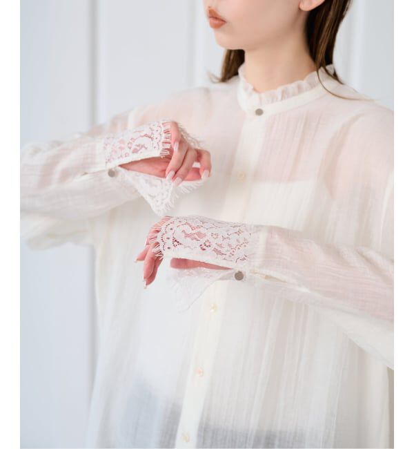 U by SPICK&SPAN「《予約》レーストリムスタンドフリルシャツ」|シャツ・ブラウス|