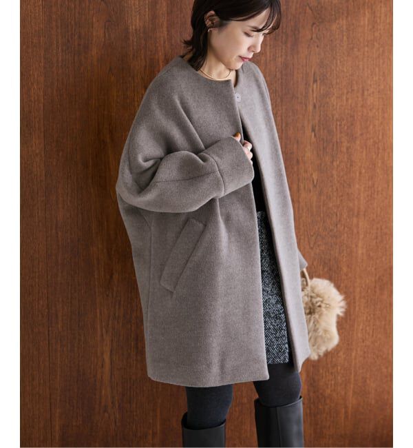 美品✨TICCA ウールファー ノーカラーコート ブラウン 予約》TICCA / ティッカ ノーカラーコート｜ルミネのファッション通販