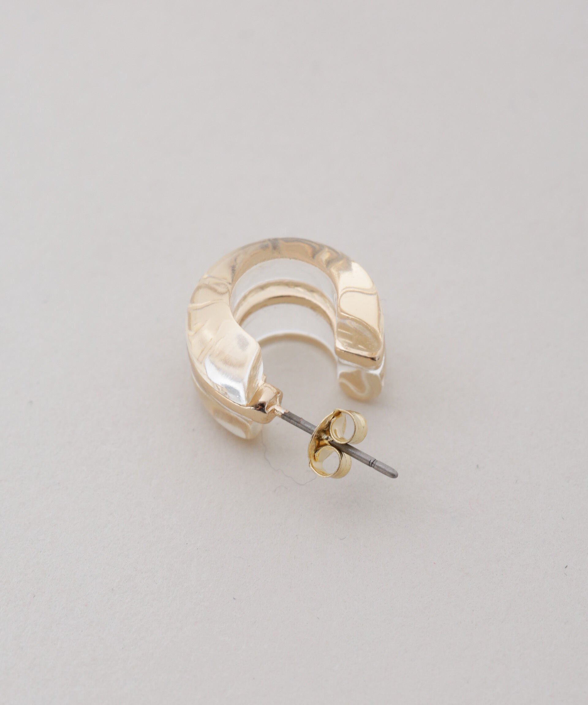 nano･universe「ゴールドラインクリアピアス」|ピアス|