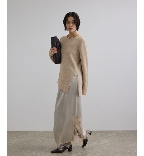 SALON adam et rope'「ウール片畦シャイニークルーネックプルオーバー」|ニット・セーター|