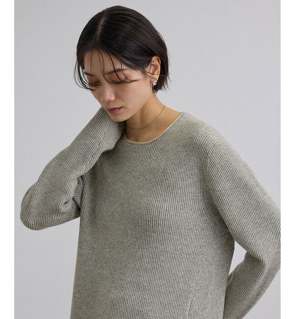 SALON adam et rope'「ウール片畦シャイニークルーネックプルオーバー」|ニット・セーター|