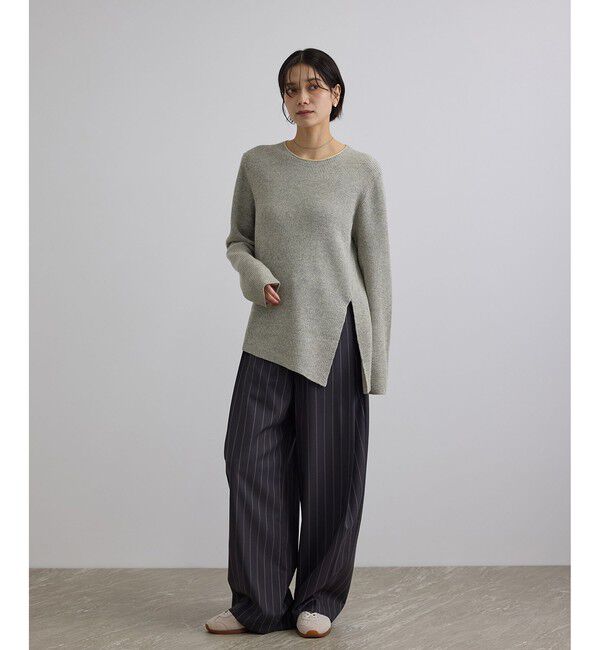 SALON adam et rope'「ウール片畦シャイニークルーネックプルオーバー」|ニット・セーター|