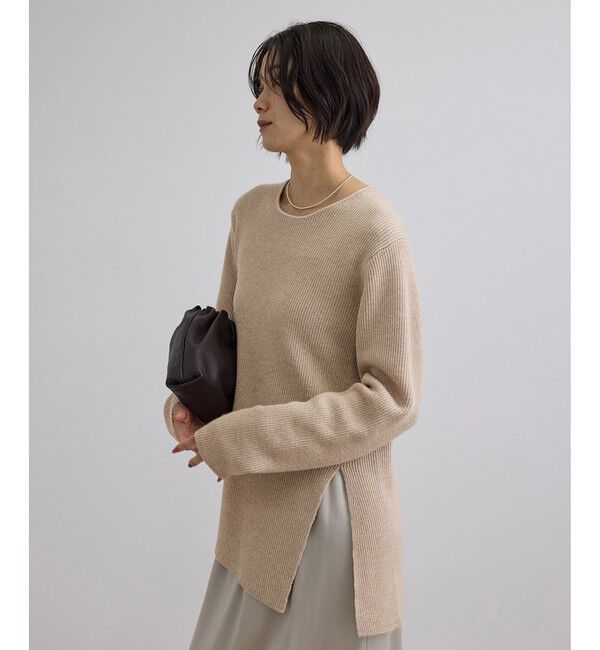SALON adam et rope'「ウール片畦シャイニークルーネックプルオーバー」|ニット・セーター|