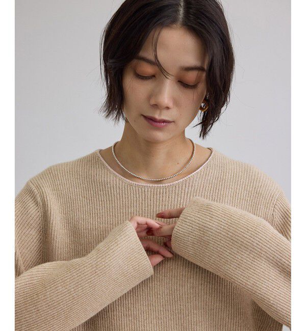 SALON adam et rope'「ウール片畦シャイニークルーネックプルオーバー」|ニット・セーター|