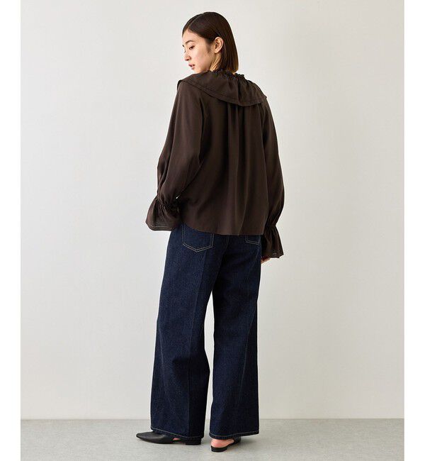 ROPE「【J'aDoRe・一部店舗限定サイズ】2WAYラッフルフリルブラウス(襟取り外し可能 )/イージーケア」|シャツ・ブラウス|