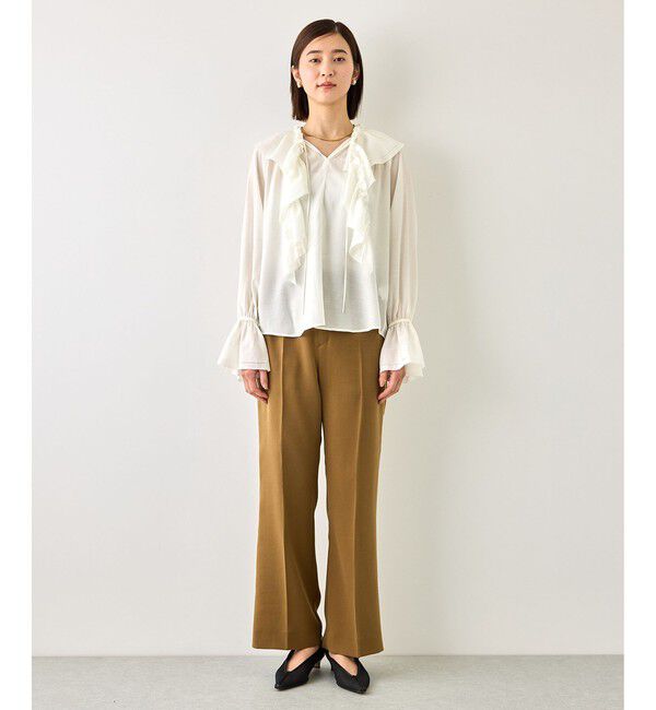 ROPE「【J'aDoRe・一部店舗限定サイズ】2WAYラッフルフリルブラウス(襟取り外し可能 )/イージーケア」|シャツ・ブラウス|