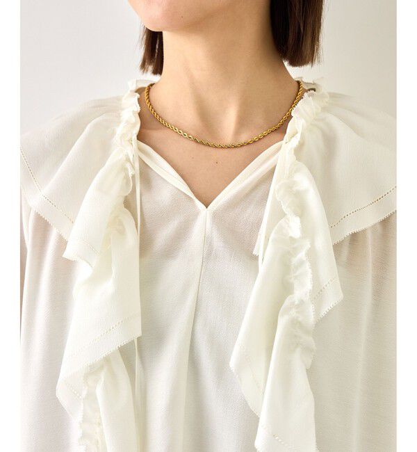ROPE「【J'aDoRe・一部店舗限定サイズ】2WAYラッフルフリルブラウス(襟取り外し可能 )/イージーケア」|シャツ・ブラウス|