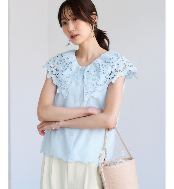 Rope&rsquo;Picnic「刺繍フリルブラウス」|シャツ・ブラウス|