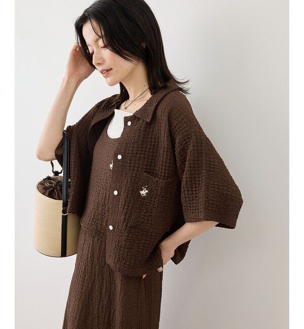 Rope&rsquo;Picnic「【BEVERLYHILLS POLO CLUB/ビバリーヒルズポロクラブ】ふくれジャガードシャツ」|シャツ・ブラウス|ブラウン系(22)