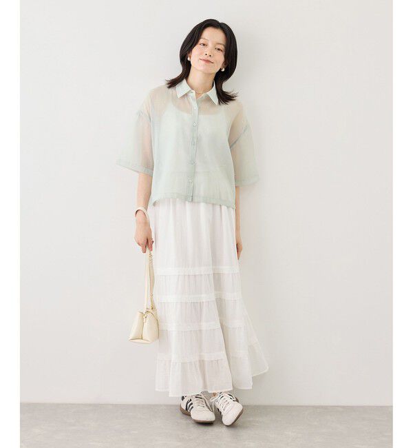 Rope&rsquo;Picnic「シアーパールハーフスリーブブラウス」|シャツ・ブラウス|