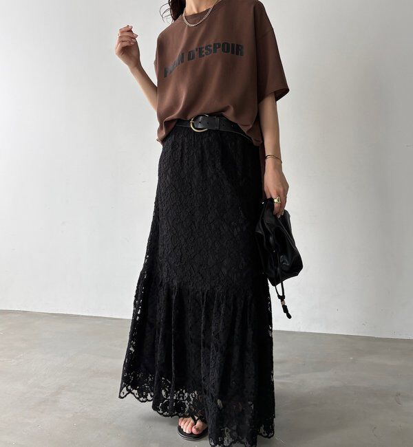  「PLEIN D'ESPOIR ジョーゼット半袖ロゴTEE」|シャツ・ブラウス|