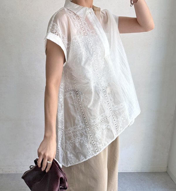  「【WEB限定】スクエア刺繍シャツ」|シャツ・ブラウス|