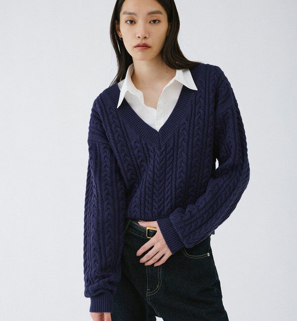  「【2026AW Debut】【UNFORM】ケーブルショートニット」|ニット・セーター|