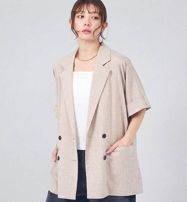 abahouse mavie「ハーフスリーブジャケット」|テーラードジャケット|ベージュ