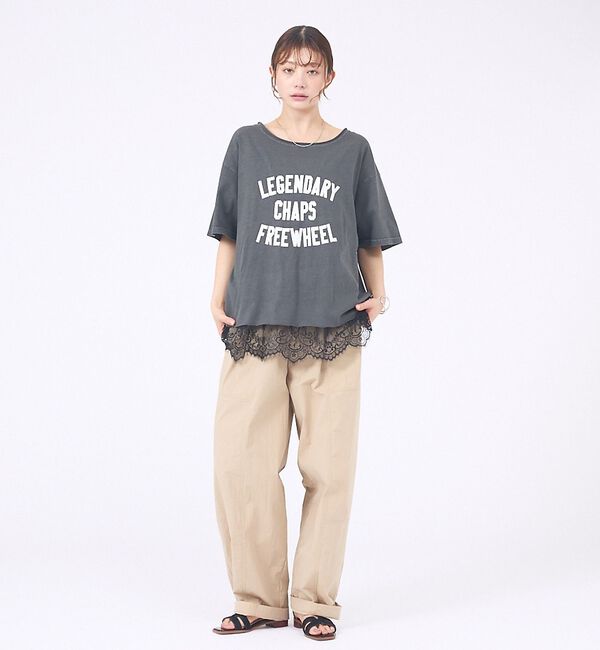 abahouse mavie「【2WAY】ピグメントオフショルダーロゴTシャツ」|Tシャツ・カットソー|