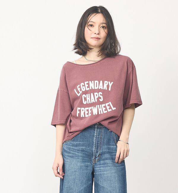 abahouse mavie「【2WAY】ピグメントオフショルダーロゴTシャツ」|Tシャツ・カットソー|