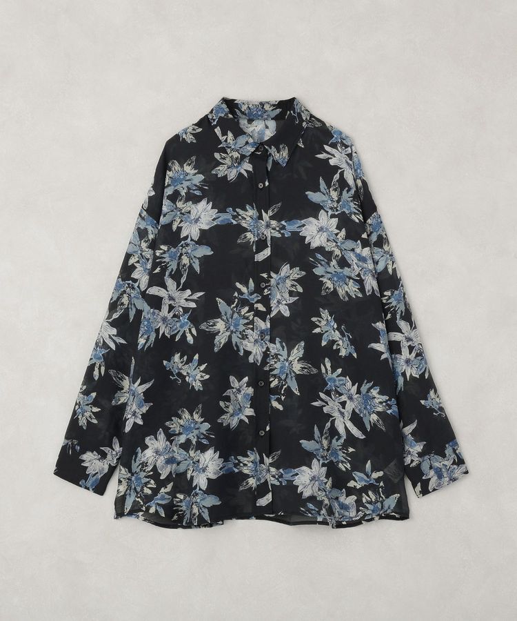 earth music&ecology「花柄シアーシャツ」|シャツ・ブラウス|Black