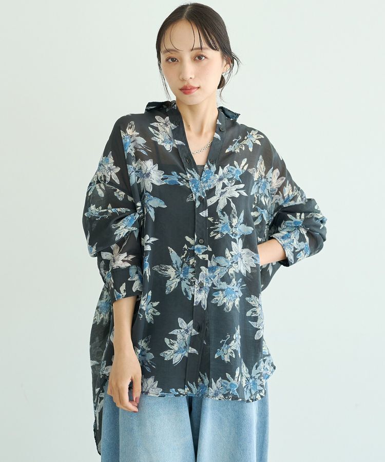 earth music&ecology「花柄シアーシャツ」|シャツ・ブラウス|
