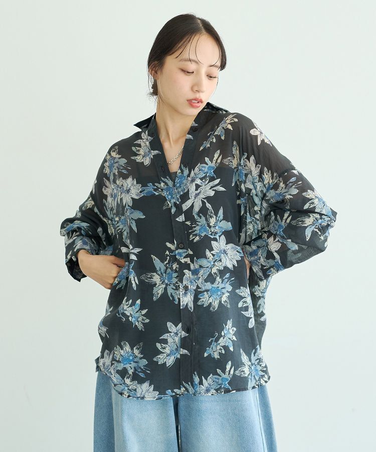 earth music&ecology「花柄シアーシャツ」|シャツ・ブラウス|