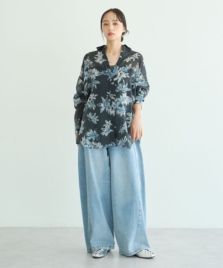 earth music&ecology「花柄シアーシャツ」|シャツ・ブラウス|