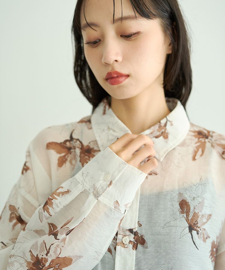 earth music&ecology「花柄シアーシャツ」|シャツ・ブラウス|