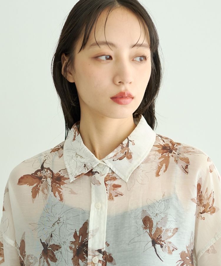 earth music&ecology「花柄シアーシャツ」|シャツ・ブラウス|