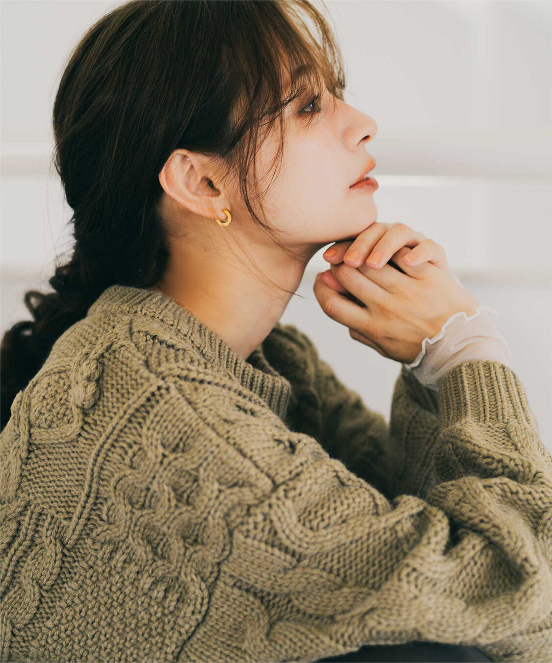 titivate「【赤埴奈津子さんコラボアイテム】パッチワークケーブル柄ニット」|ニット・セーター|