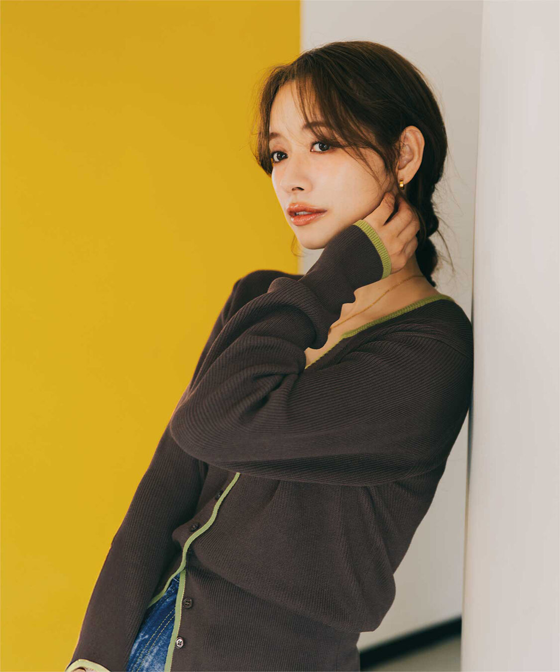 titivate「【赤埴奈津子さんコラボアイテム】キーネックリブニットカーディガン」|ニット・セーター|