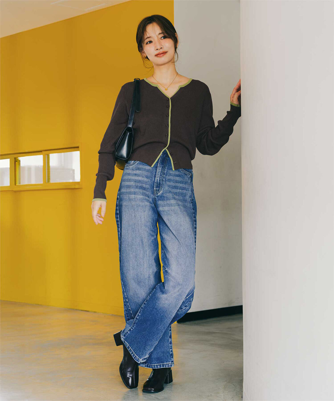 titivate「【赤埴奈津子さんコラボアイテム】キーネックリブニットカーディガン」|ニット・セーター|