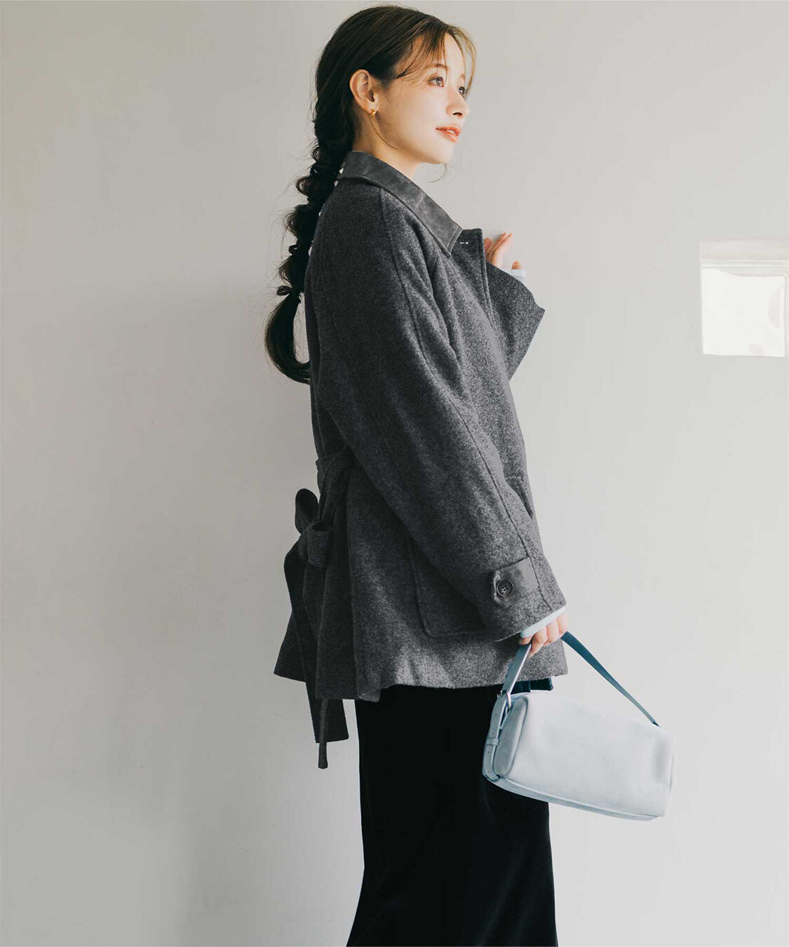 titivate「【赤埴奈津子さんコラボアイテム】ステンカラージャケットコート/ウエストリボンベルト付き」|ステンカラーコート|