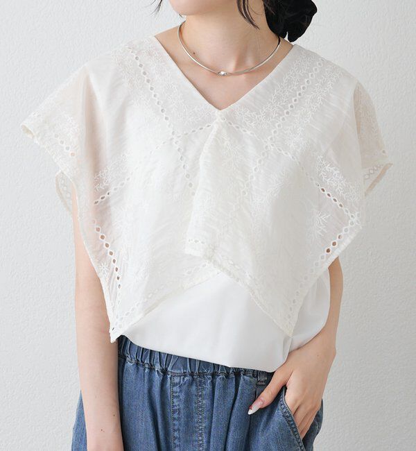  「スクエア刺繍レースブラウス」|プルオーバー|オフホワイト