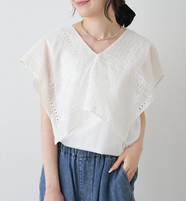  「スクエア刺繍レースブラウス」|プルオーバー|