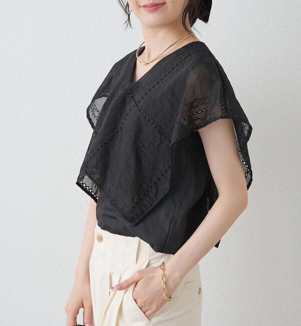  「スクエア刺繍レースブラウス」|プルオーバー|