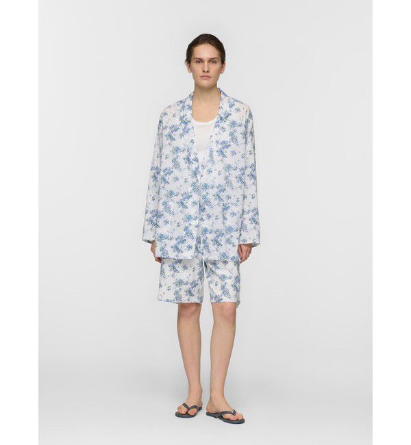 mizuiro ind「mizuiro ind フラワープリントワイドシャツジャケット」|テーラードジャケット|