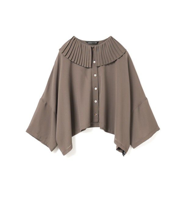 mizuiro ind「mizuiro ind プリーツカラーワイドシャツ」|シャツ・ブラウス|ブラウン