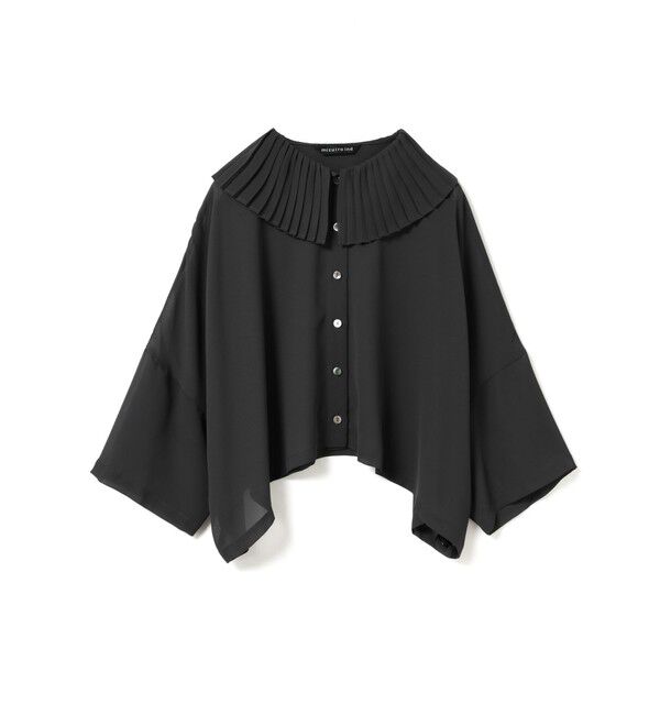 mizuiro ind「mizuiro ind プリーツカラーワイドシャツ」|シャツ・ブラウス|ブラック