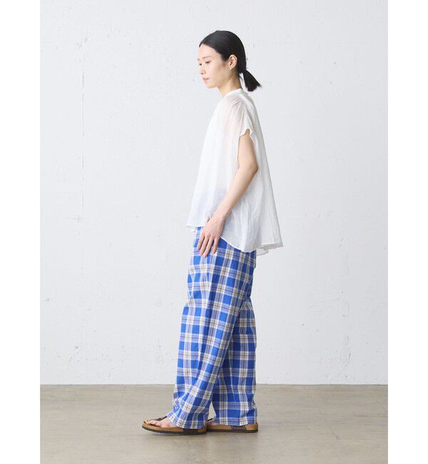 MidiUmi「MidiUmi ラミーギャザーノースリーブシャツ」|シャツ・ブラウス|