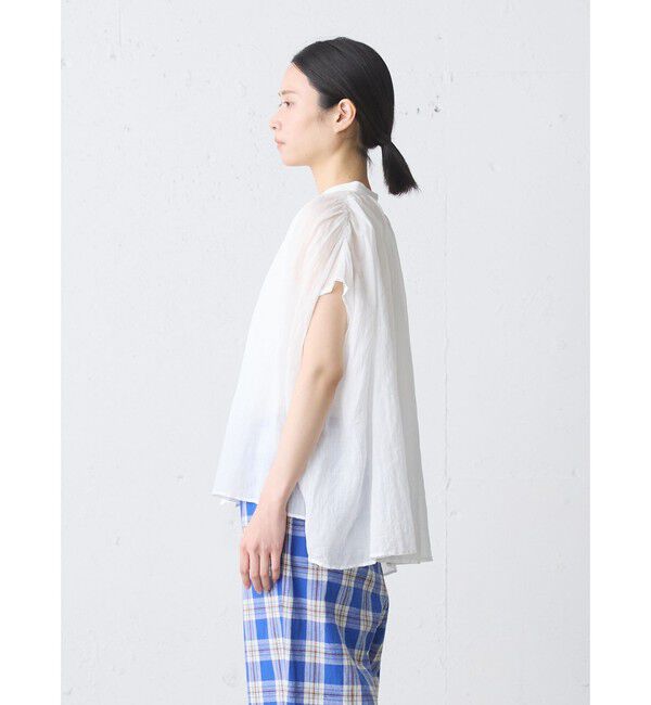 MidiUmi「MidiUmi ラミーギャザーノースリーブシャツ」|シャツ・ブラウス|