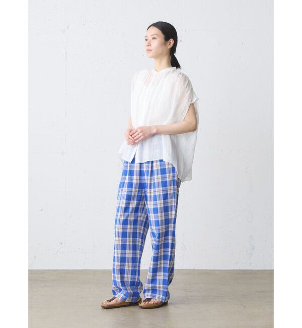 MidiUmi「MidiUmi ラミーギャザーノースリーブシャツ」|シャツ・ブラウス|